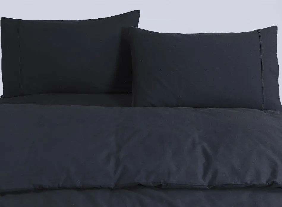 100% Egyptian Cotton Vintage Washed Quilt Cover Set I Double I Charcoal