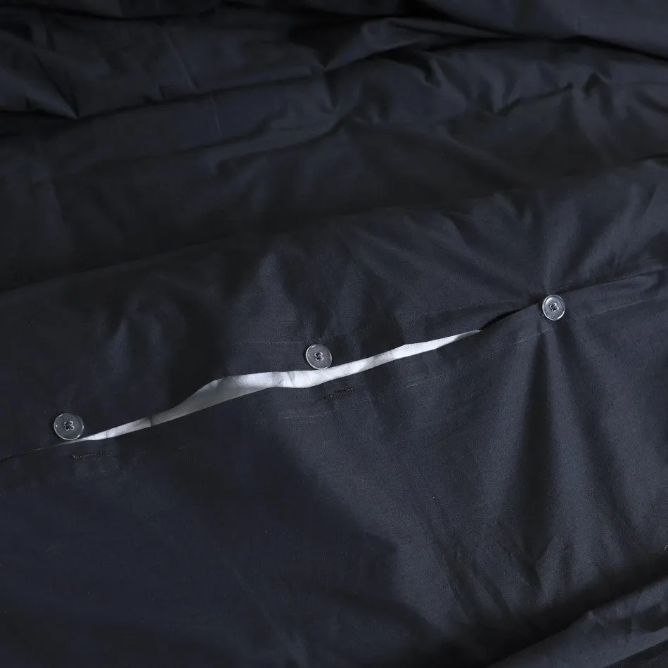 100% Egyptian Cotton Vintage Washed Quilt Cover Set I Double I Charcoal