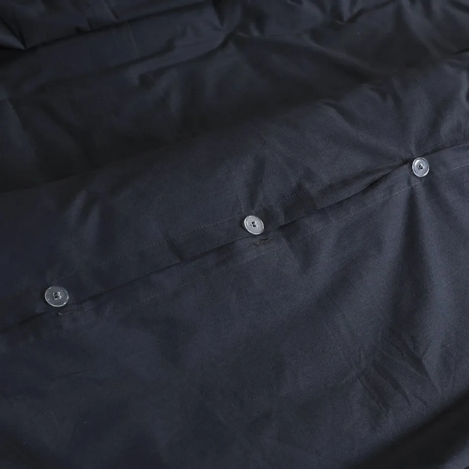 100% Egyptian Cotton Vintage Washed Quilt Cover Set I Double I Charcoal