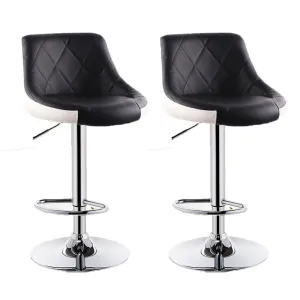 2 Pcs Bar Stools Kitchen Bar Stool Leather Barstools Swivel Gas Lift Counter Chairs BS8403 Black