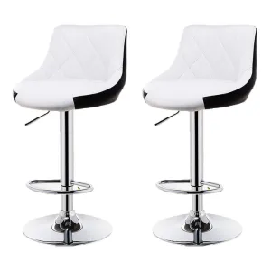 2 Pcs Bar Stools Kitchen Bar Stool Leather Barstools Swivel Gas Lift Counter Chairs BS8403 White