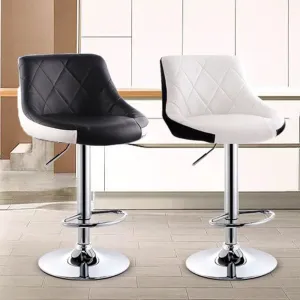 2 Pcs Bar Stools Kitchen Bar Stool Leather Barstools Swivel Gas Lift Counter Chairs BS8403