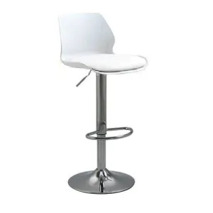 2 Pcs Bar Stools Kitchen Bar Stool Leather Barstools Swivel Gas Lift Counter Chairs BS8404 White