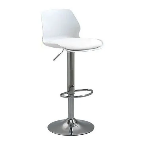 2 Pcs Bar Stools Kitchen Bar Stool Leather Barstools Swivel Gas Lift Counter Chairs BS8404 White