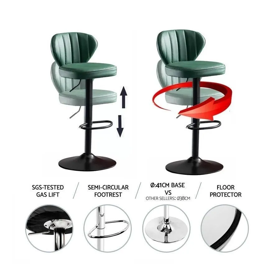 2 Pcs Bar Stools Kitchen Bar Stool Leather Barstools Swivel Gas Lift Counter Chairs BS8405 Black