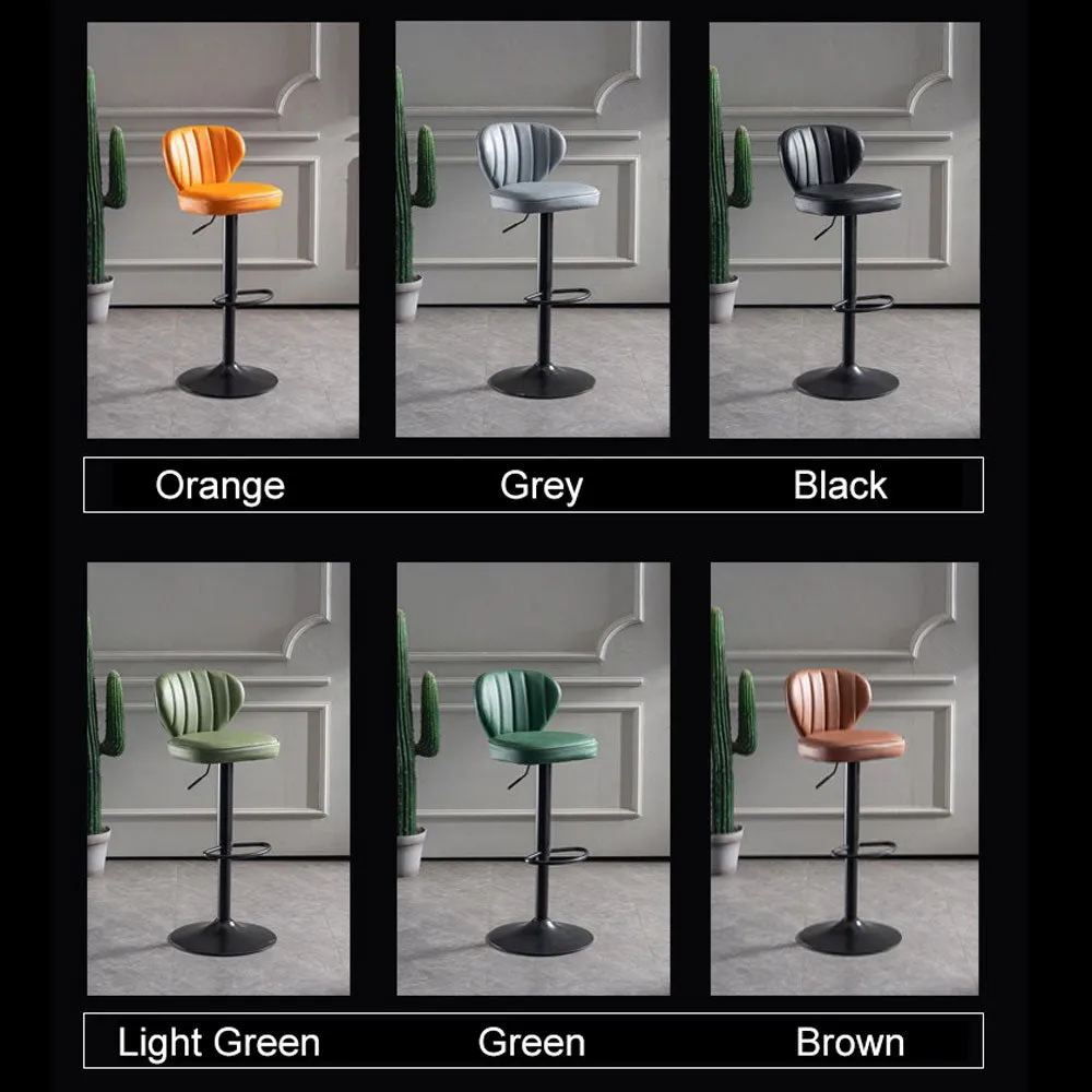 2 Pcs Bar Stools Kitchen Bar Stool Leather Barstools Swivel Gas Lift Counter Chairs BS8405 Brown