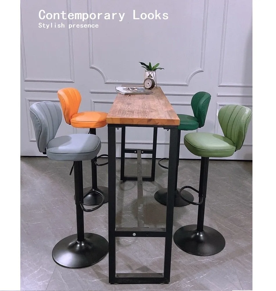 2 Pcs Bar Stools Kitchen Bar Stool Leather Barstools Swivel Gas Lift Counter Chairs BS8405 Brown