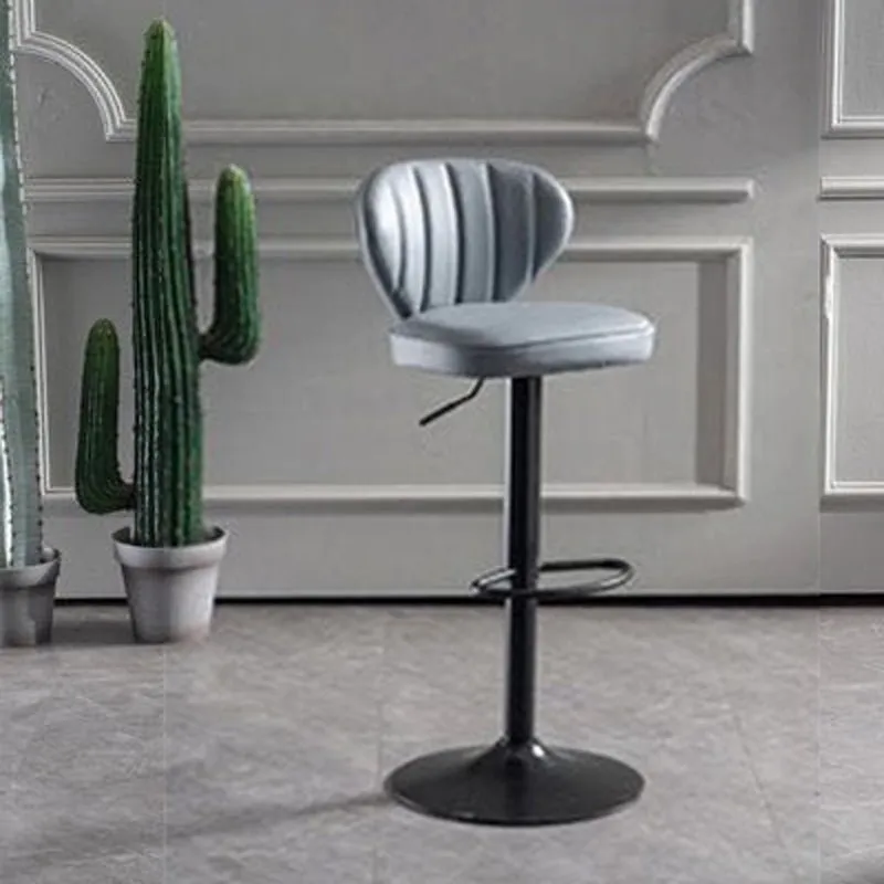 2 Pcs Bar Stools Kitchen Bar Stool Leather Barstools Swivel Gas Lift Counter Chairs BS8405 Grey
