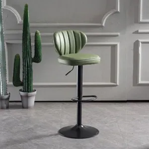 2 Pcs Bar Stools Kitchen Bar Stool Leather Barstools Swivel Gas Lift Counter Chairs BS8405 Light Green