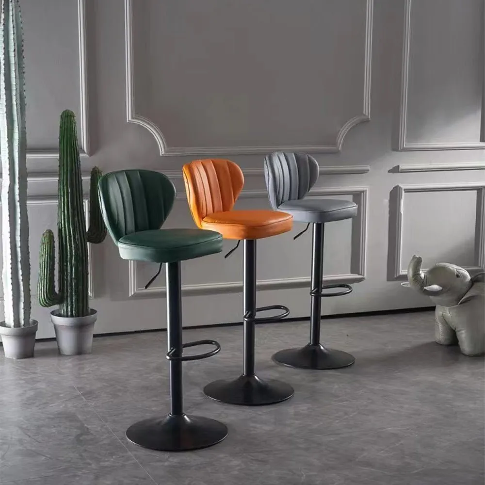 2 Pcs Bar Stools Kitchen Bar Stool Leather Barstools Swivel Gas Lift Counter Chairs BS8405