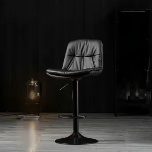 2 Pcs Bar Stools Kitchen Bar Stool Leather Barstools Swivel Gas Lift Counter Chairs BS8406 Black