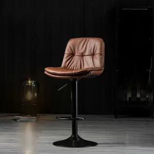 2 Pcs Bar Stools Kitchen Bar Stool Leather Barstools Swivel Gas Lift Counter Chairs BS8406 Brown