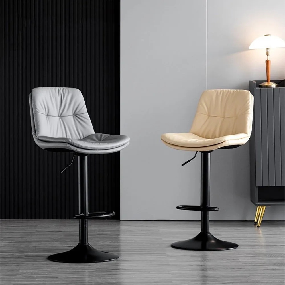 2 Pcs Bar Stools Kitchen Bar Stool Leather Barstools Swivel Gas Lift Counter Chairs BS8406 Brown