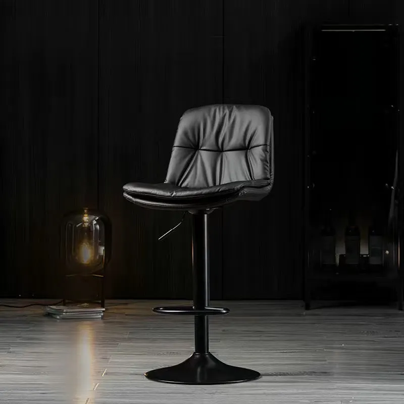 2 Pcs Bar Stools Kitchen Bar Stool Leather Barstools Swivel Gas Lift Counter Chairs BS8406 Brown