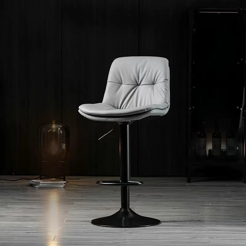 2 Pcs Bar Stools Kitchen Bar Stool Leather Barstools Swivel Gas Lift Counter Chairs BS8406 Grey