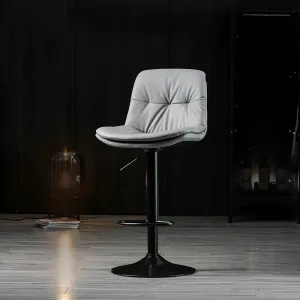 2 Pcs Bar Stools Kitchen Bar Stool Leather Barstools Swivel Gas Lift Counter Chairs BS8406 Grey