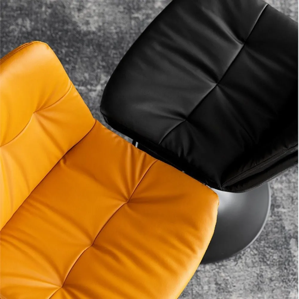 2 Pcs Bar Stools Kitchen Bar Stool Leather Barstools Swivel Gas Lift Counter Chairs BS8406 Orange