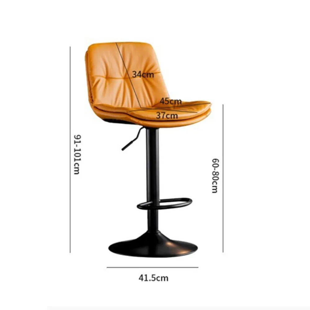 2 Pcs Bar Stools Kitchen Bar Stool Leather Barstools Swivel Gas Lift Counter Chairs BS8406 Orange