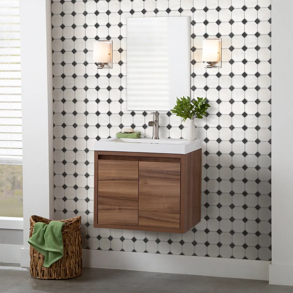 3D White and Black Geometric Peel and Stick Wall Tile