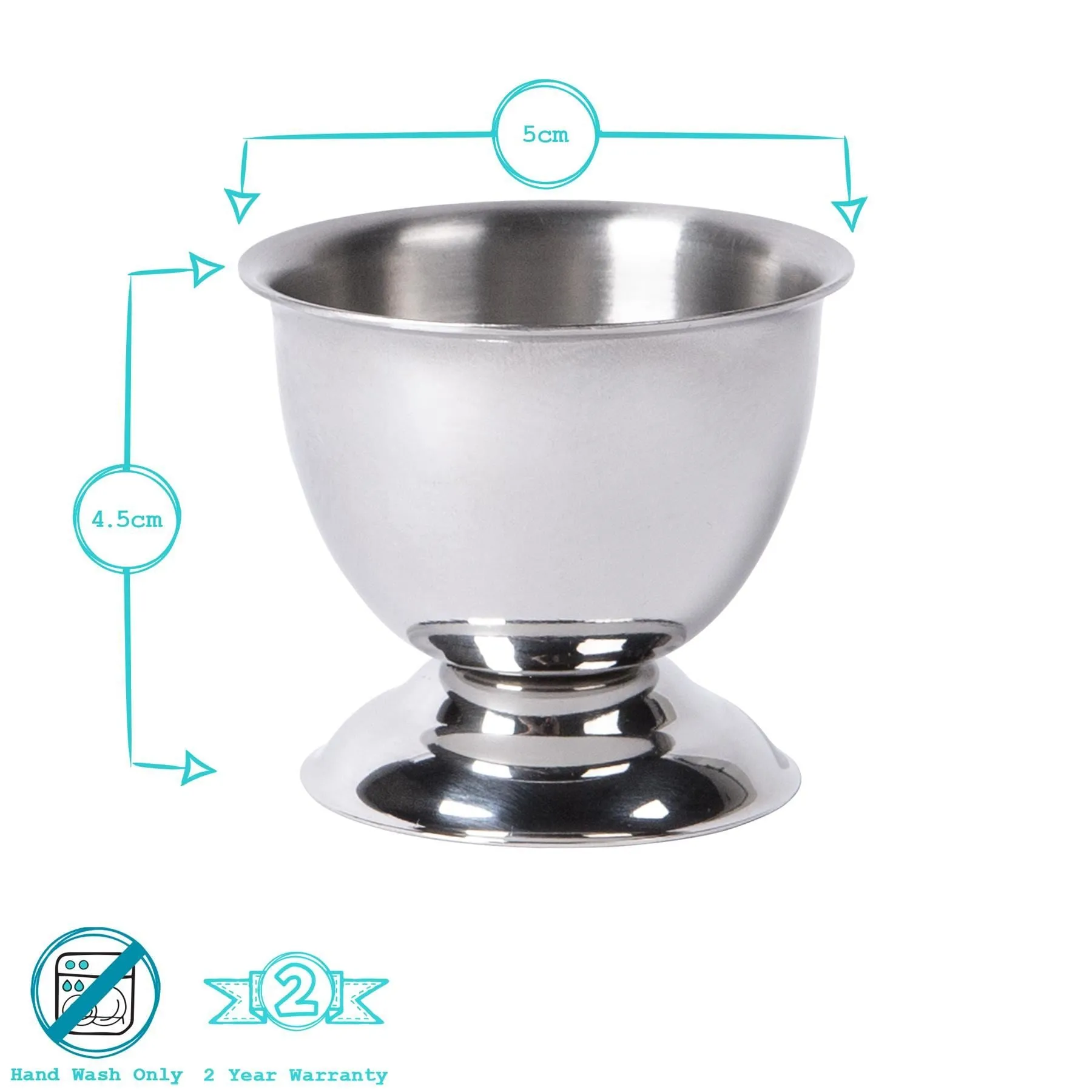 5cm Stainless Steel Egg Cups - Pack of 6 - By Argon Tableware