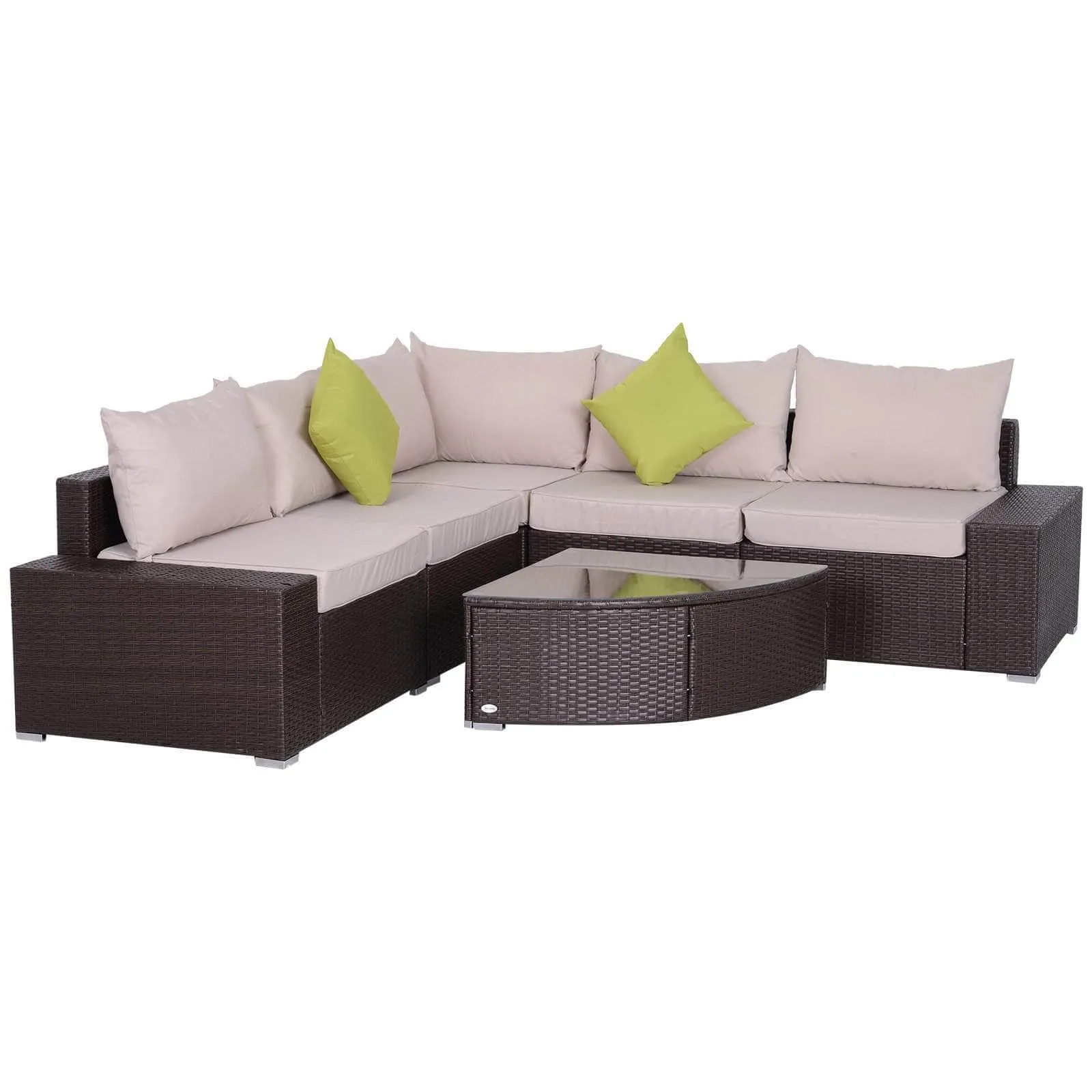 6 Piece Outdoor Patio Wicker Rattan Modular Sectional Sofa with Coffee Table in Khaki