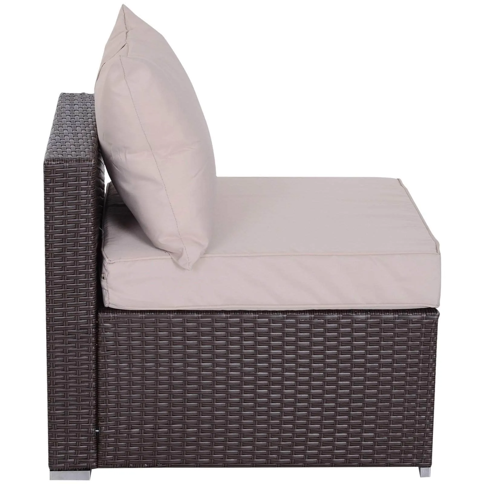 6 Piece Outdoor Patio Wicker Rattan Modular Sectional Sofa with Coffee Table in Khaki