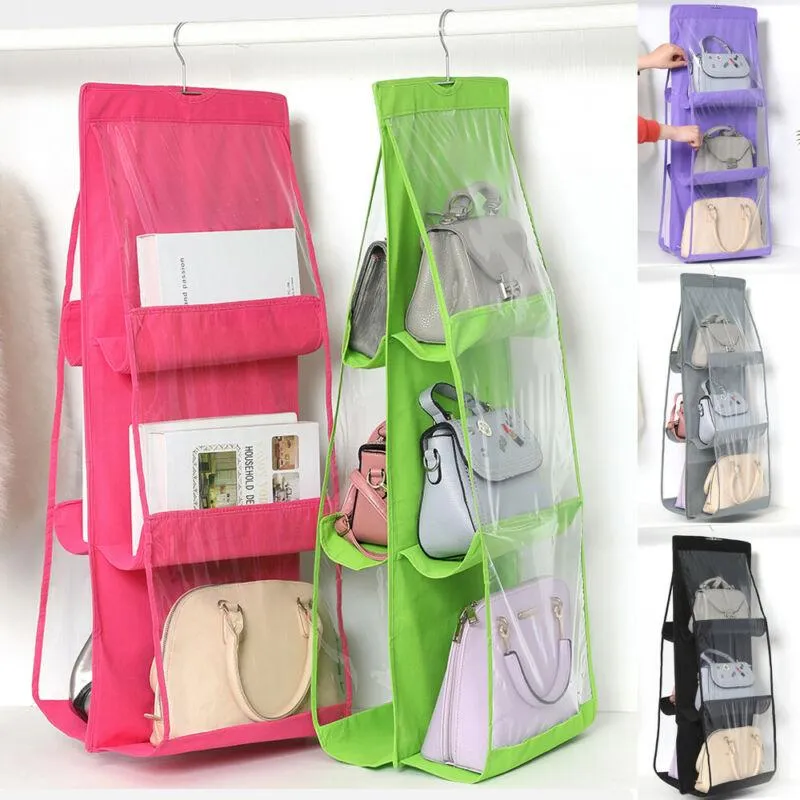 6 Pocket  Multi-Purpose Wardrobe Hanging Foldable Handbag Storage Organiser