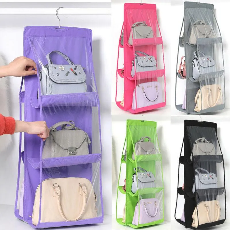 6 Pocket  Multi-Purpose Wardrobe Hanging Foldable Handbag Storage Organiser