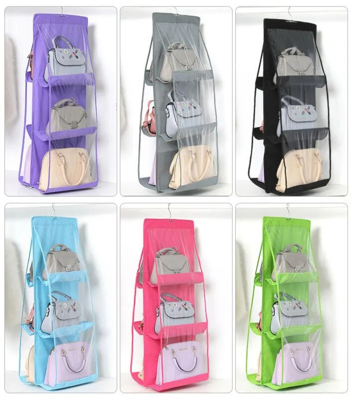 6 Pocket  Multi-Purpose Wardrobe Hanging Foldable Handbag Storage Organiser