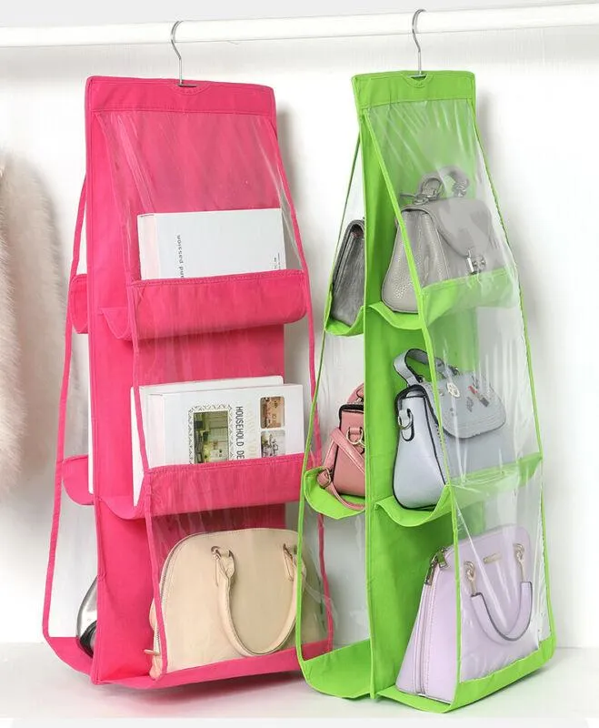 6 Pocket  Multi-Purpose Wardrobe Hanging Foldable Handbag Storage Organiser