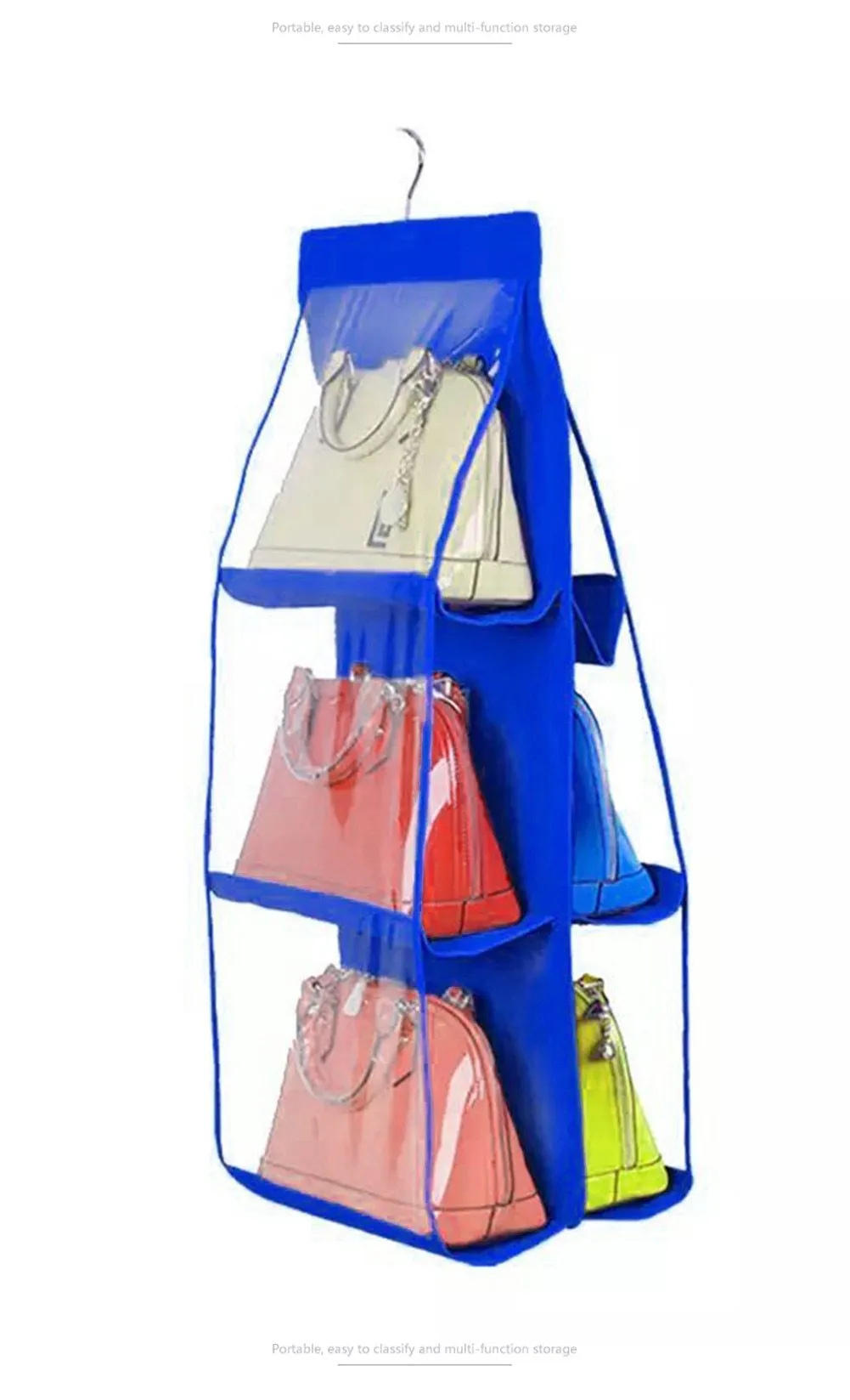 6 Pocket  Multi-Purpose Wardrobe Hanging Foldable Handbag Storage Organiser