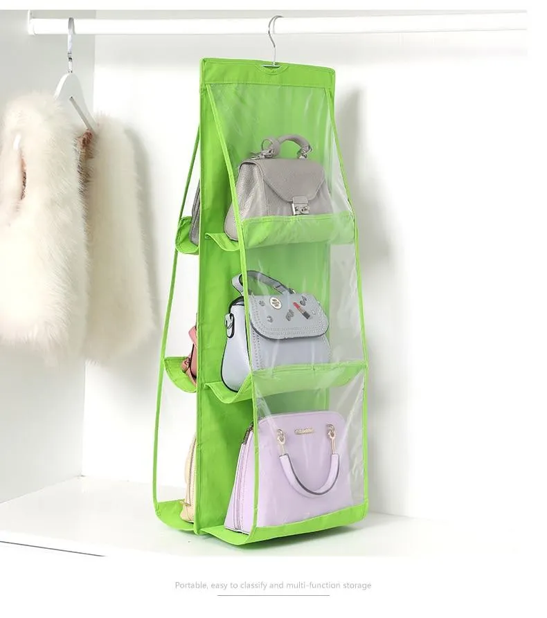 6 Pocket  Multi-Purpose Wardrobe Hanging Foldable Handbag Storage Organiser