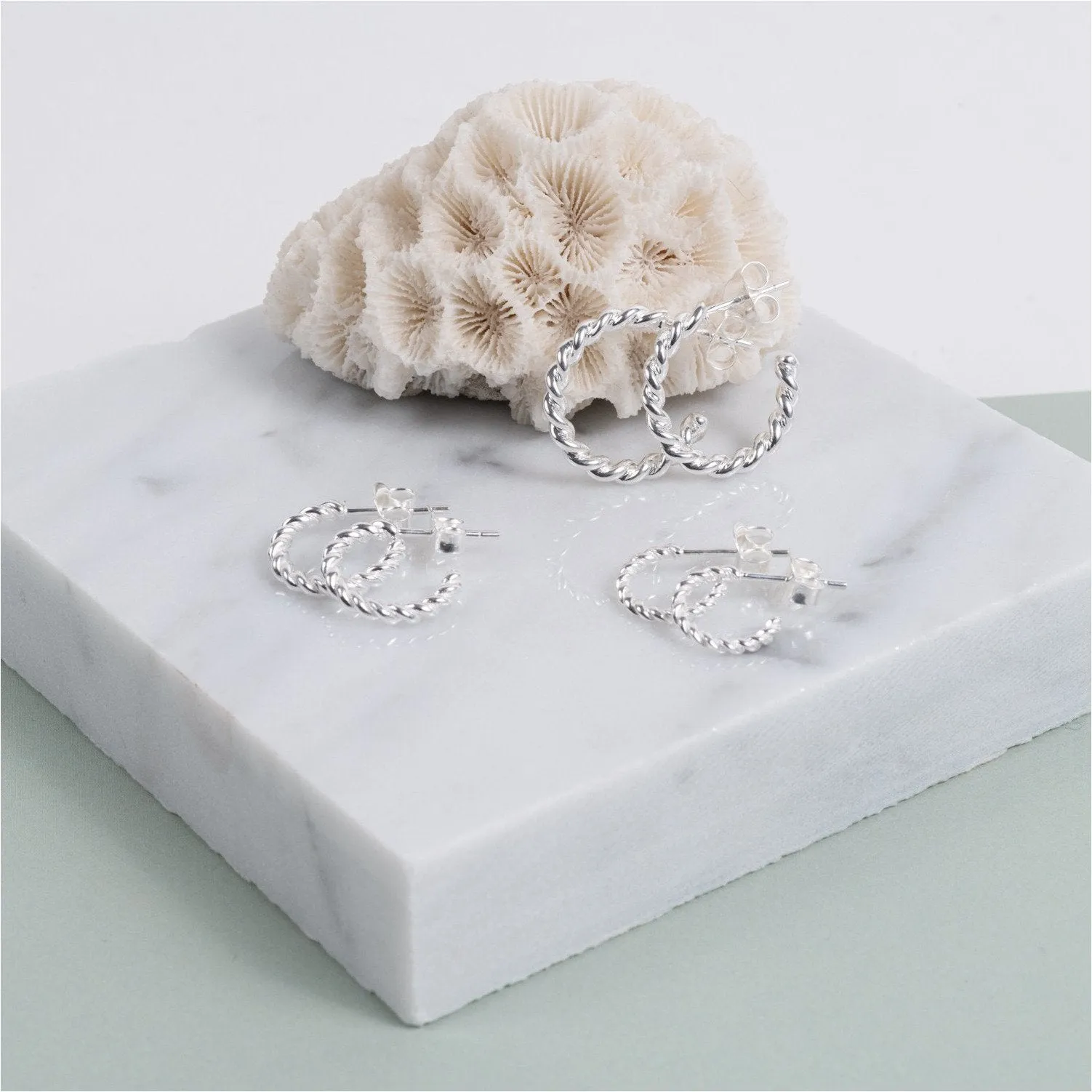 Alhambra Micro Twisted Sterling Silver Hoop Earrings