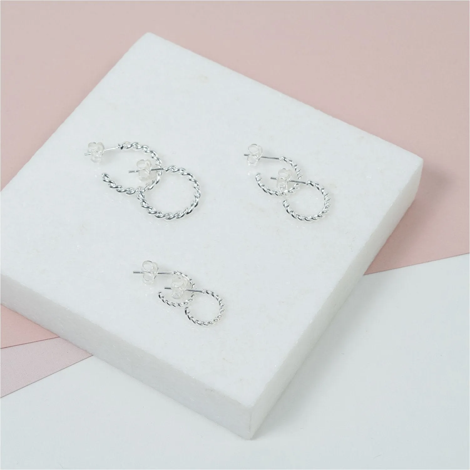 Alhambra Micro Twisted Sterling Silver Hoop Earrings