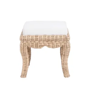 Baxton 19.7" Bohemian Designer Woven Rattan/Wood Vanity Stool