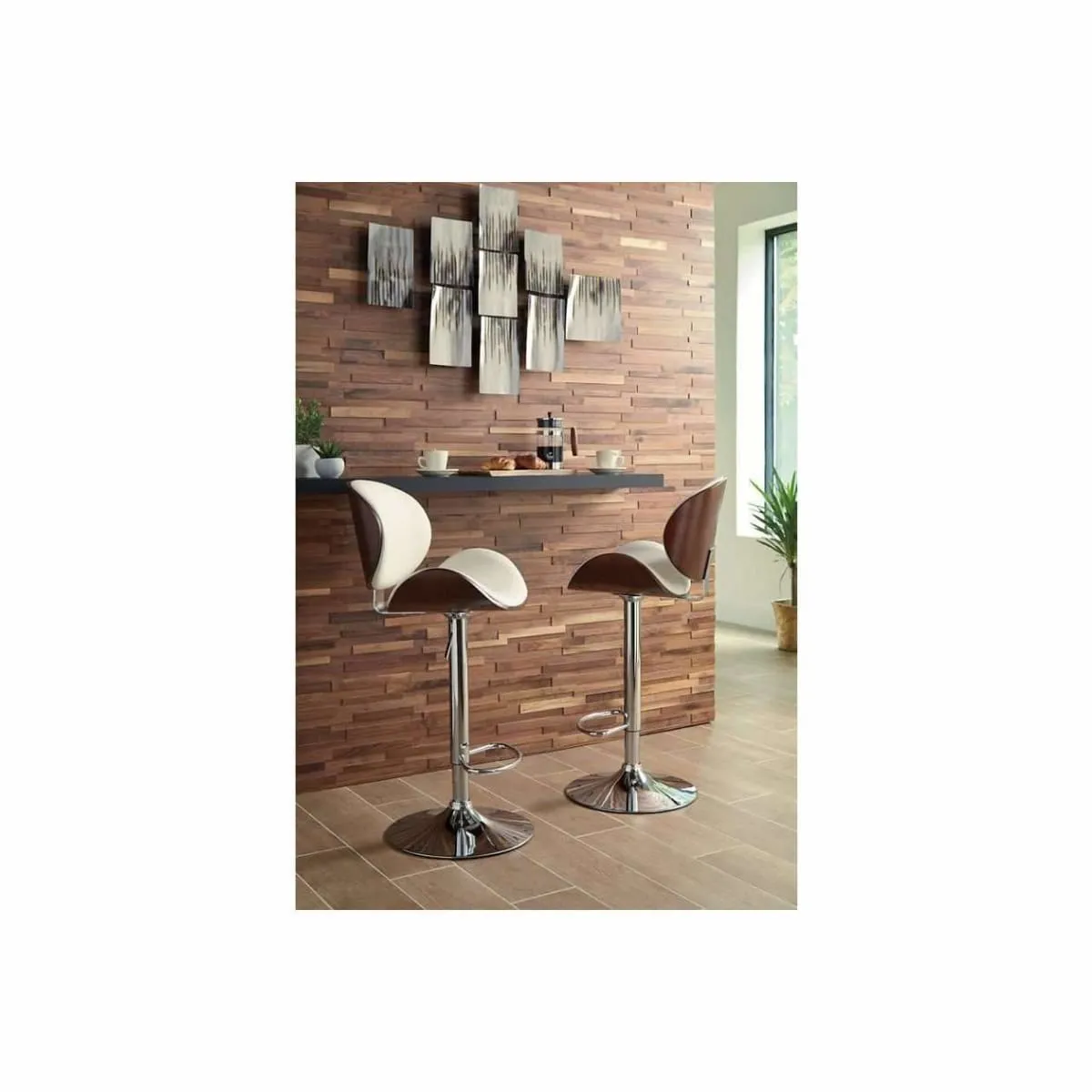 Bellatier Wood Finish Bar Height Bar Stool(Bone)