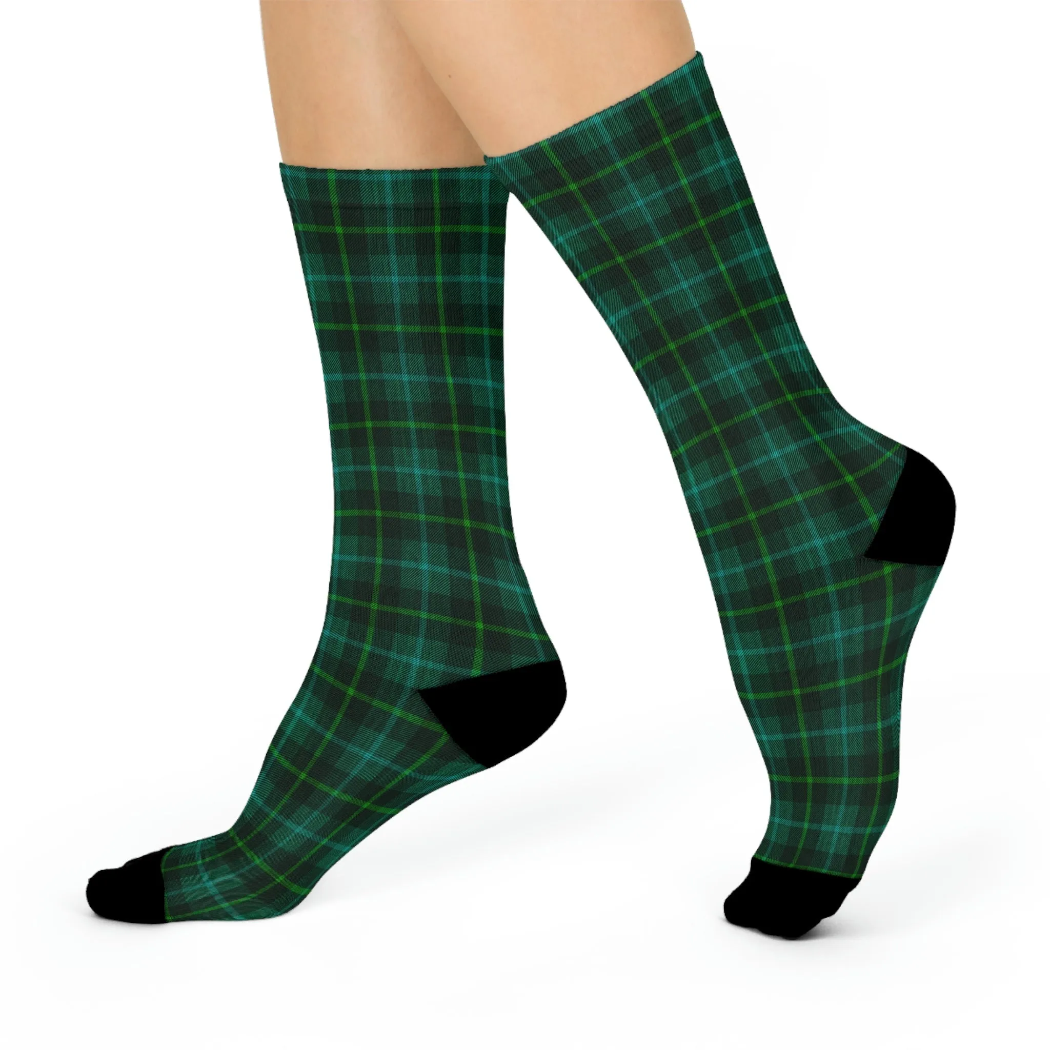 Blackwatch Plaid Design Cushioned Crew Socks