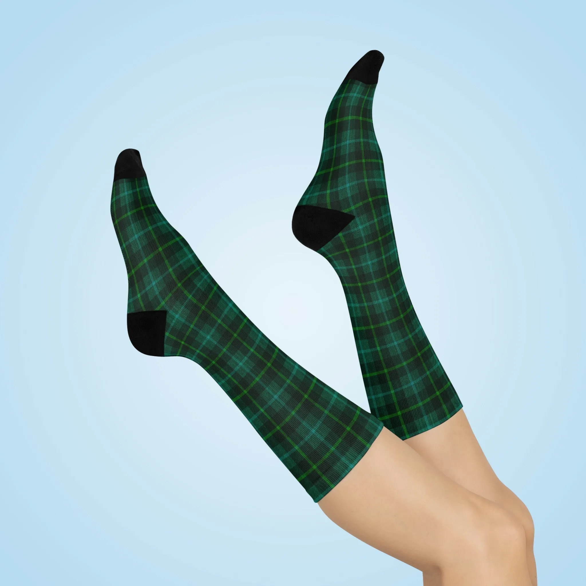 Blackwatch Plaid Design Cushioned Crew Socks