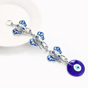 Blue Evil Eye Elephant Keychain Amulet for Protection