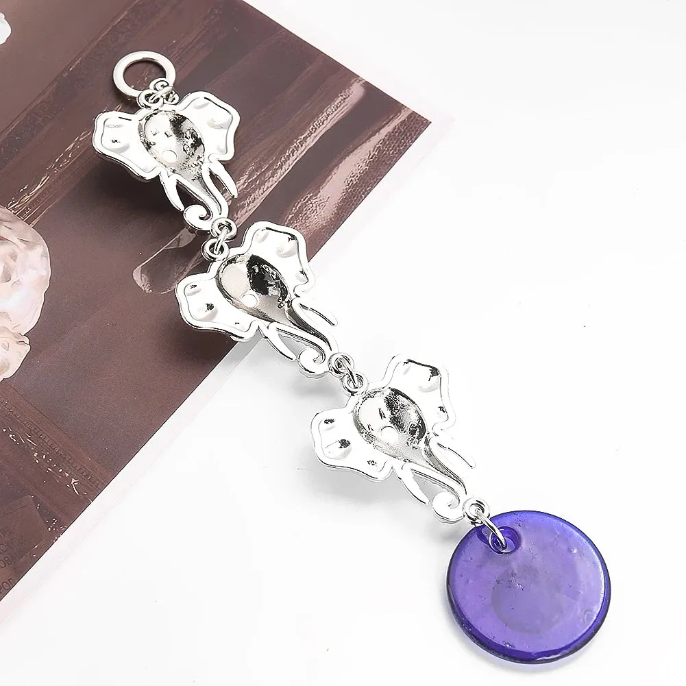 Blue Evil Eye Elephant Keychain Amulet for Protection