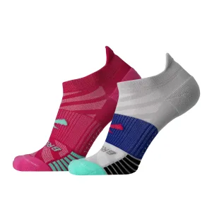 Brooks Ghost Lite No Show 2-Pack Color: Pink/Salt & Light Grey/Salt
