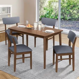 Burchard 5pc Dining Set Table 4x Side Chairs - Walnut