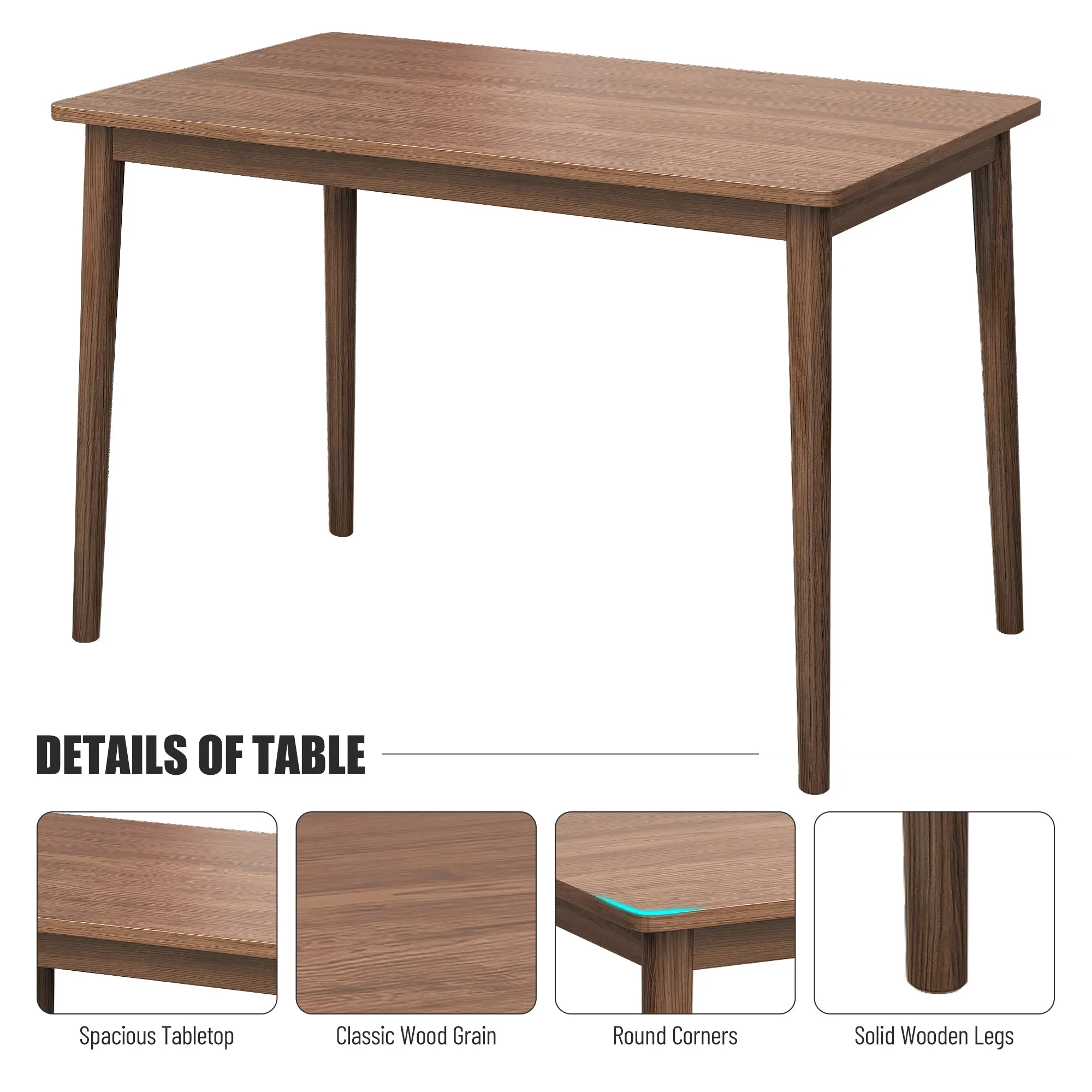 Burchard 5pc Dining Set Table 4x Side Chairs - Walnut