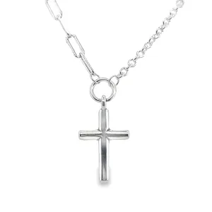 CA296 Cross Paperclip Necklace