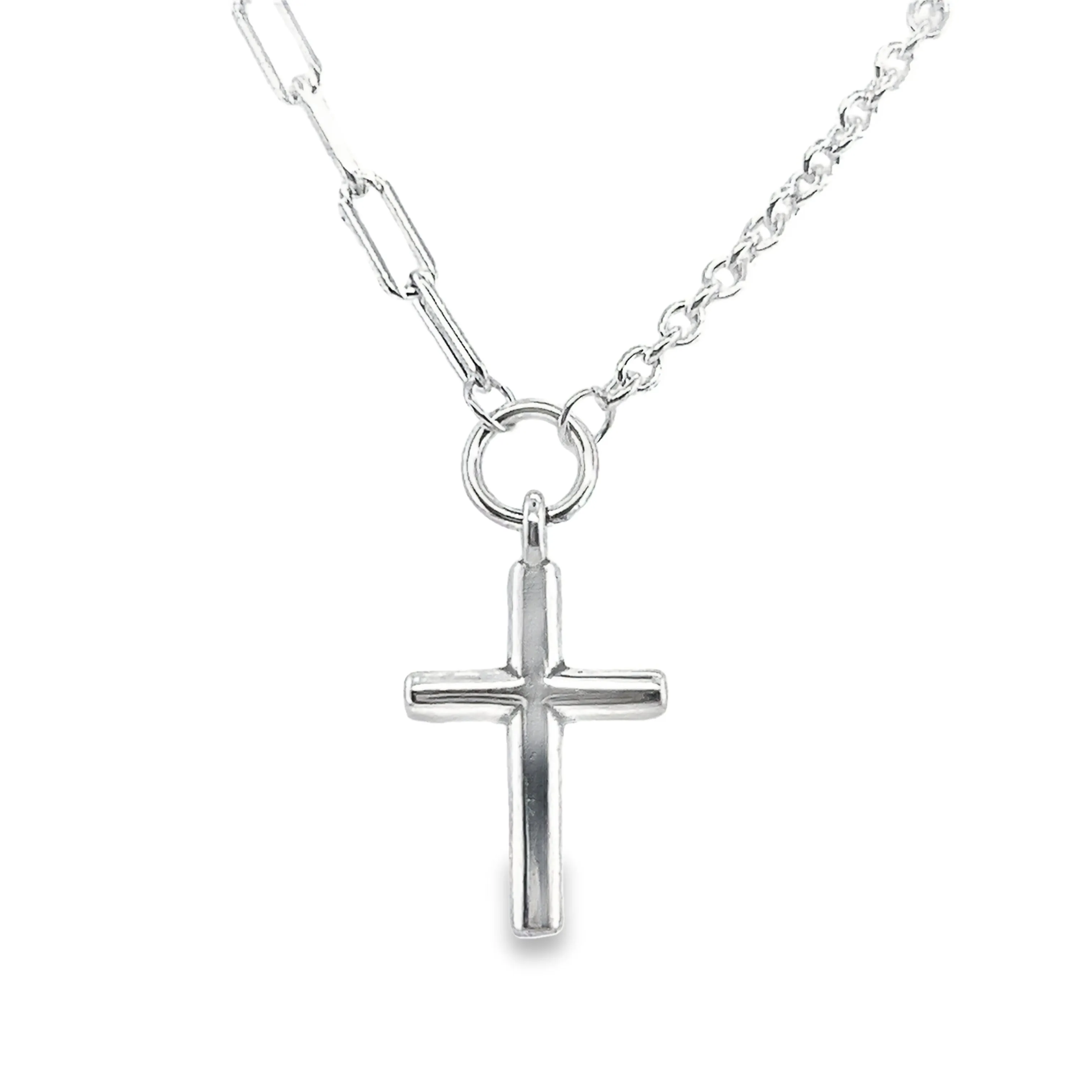 CA296 Cross Paperclip Necklace