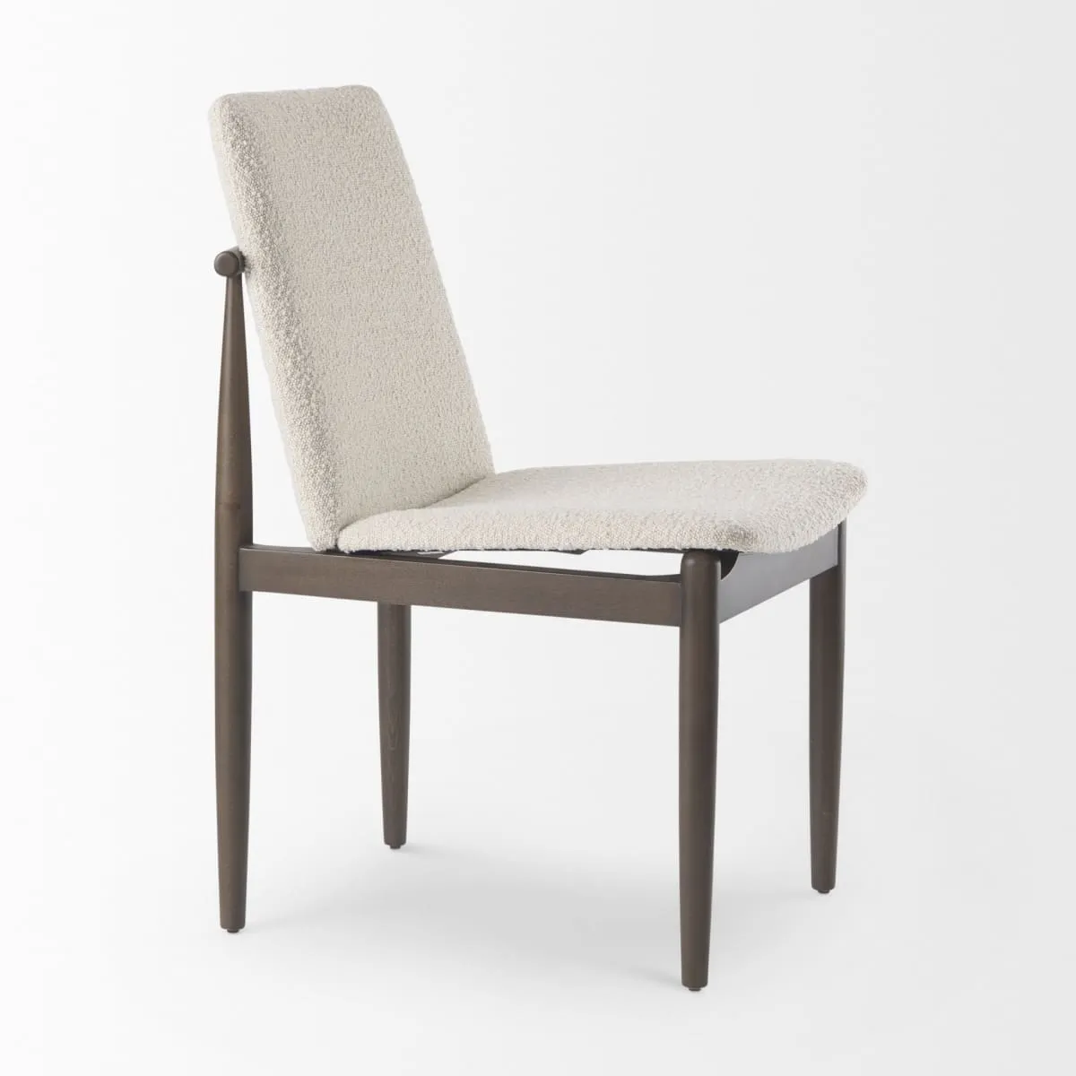 Cavett Dining Chair Cream Bouclé Fabric | Dark Brown Wood