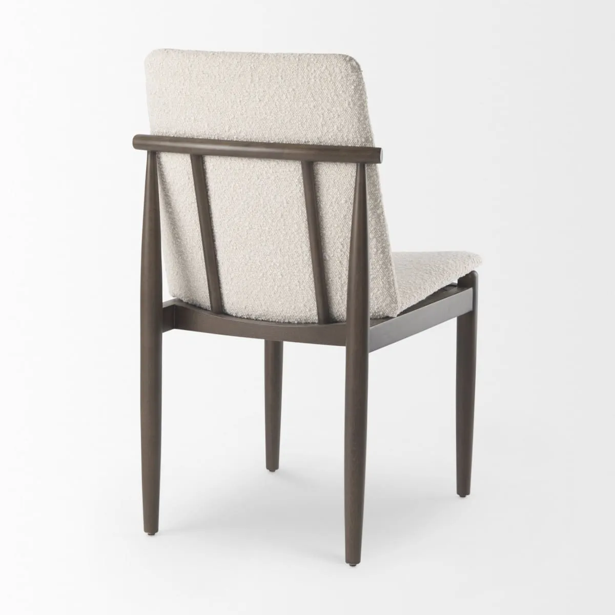 Cavett Dining Chair Cream Bouclé Fabric | Dark Brown Wood