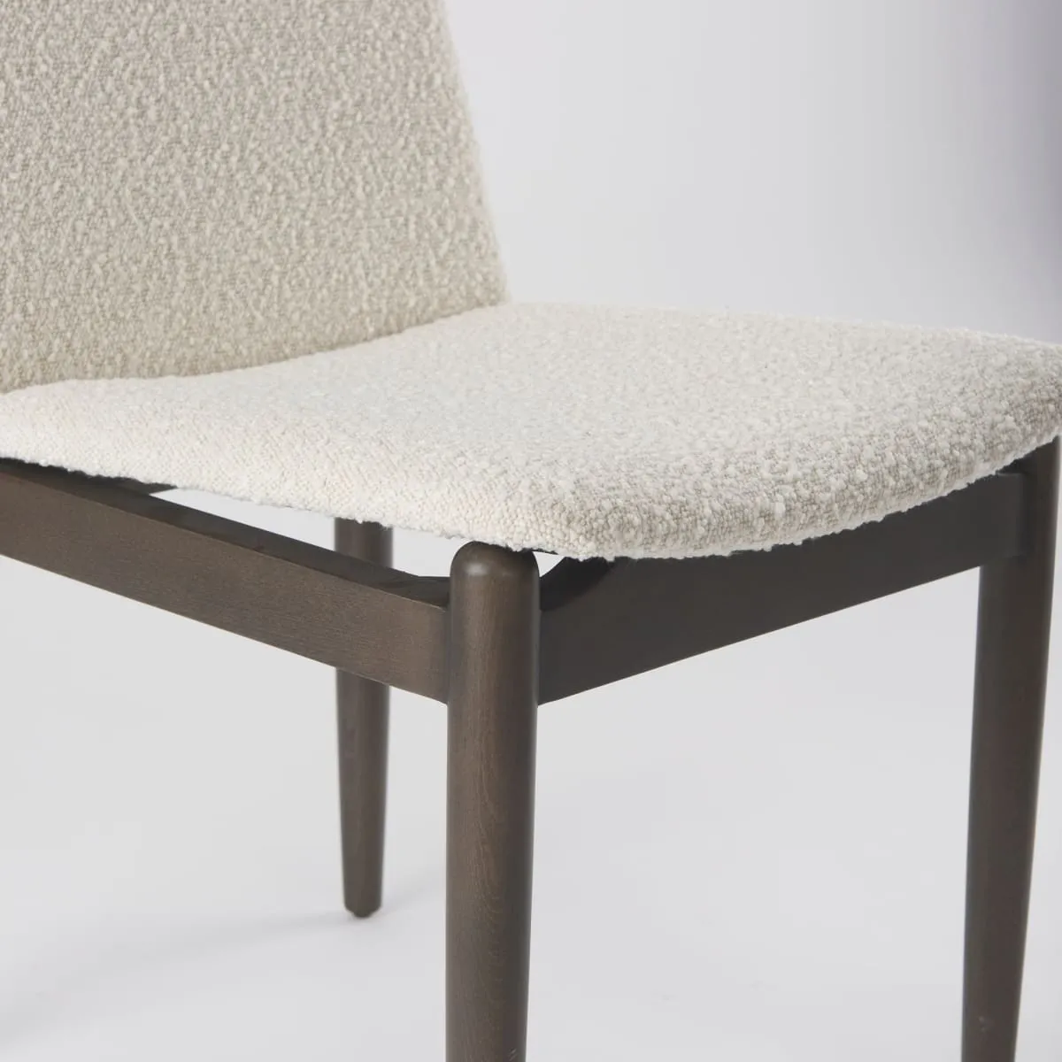 Cavett Dining Chair Cream Bouclé Fabric | Dark Brown Wood