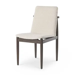 Cavett Dining Chair Cream Bouclé Fabric | Dark Brown Wood
