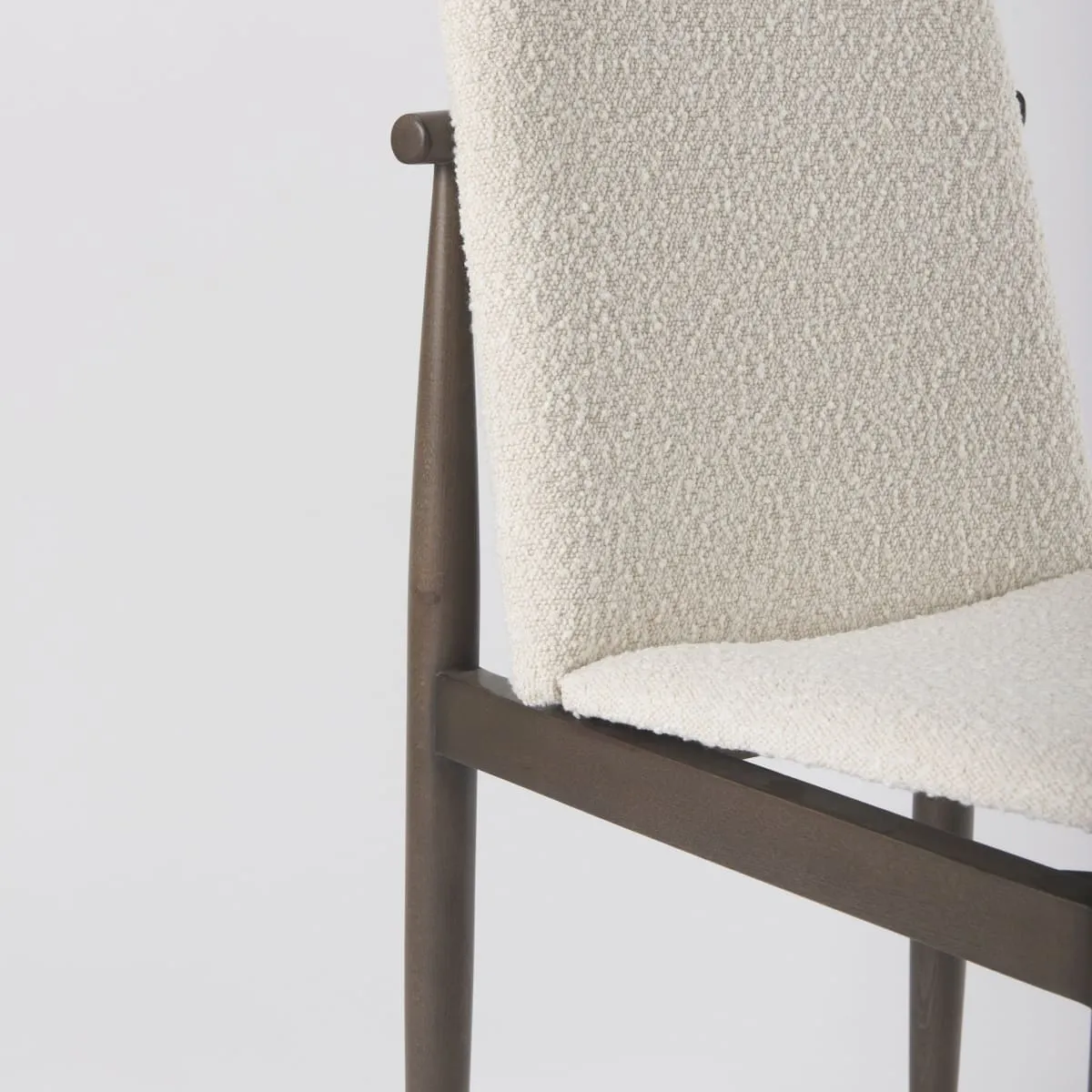 Cavett Dining Chair Cream Bouclé Fabric | Dark Brown Wood